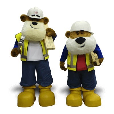 Bear Mascot Costumes - Builder Mascot With Apprentice!