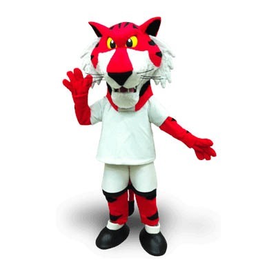 Sporty Red Tiger Mascot